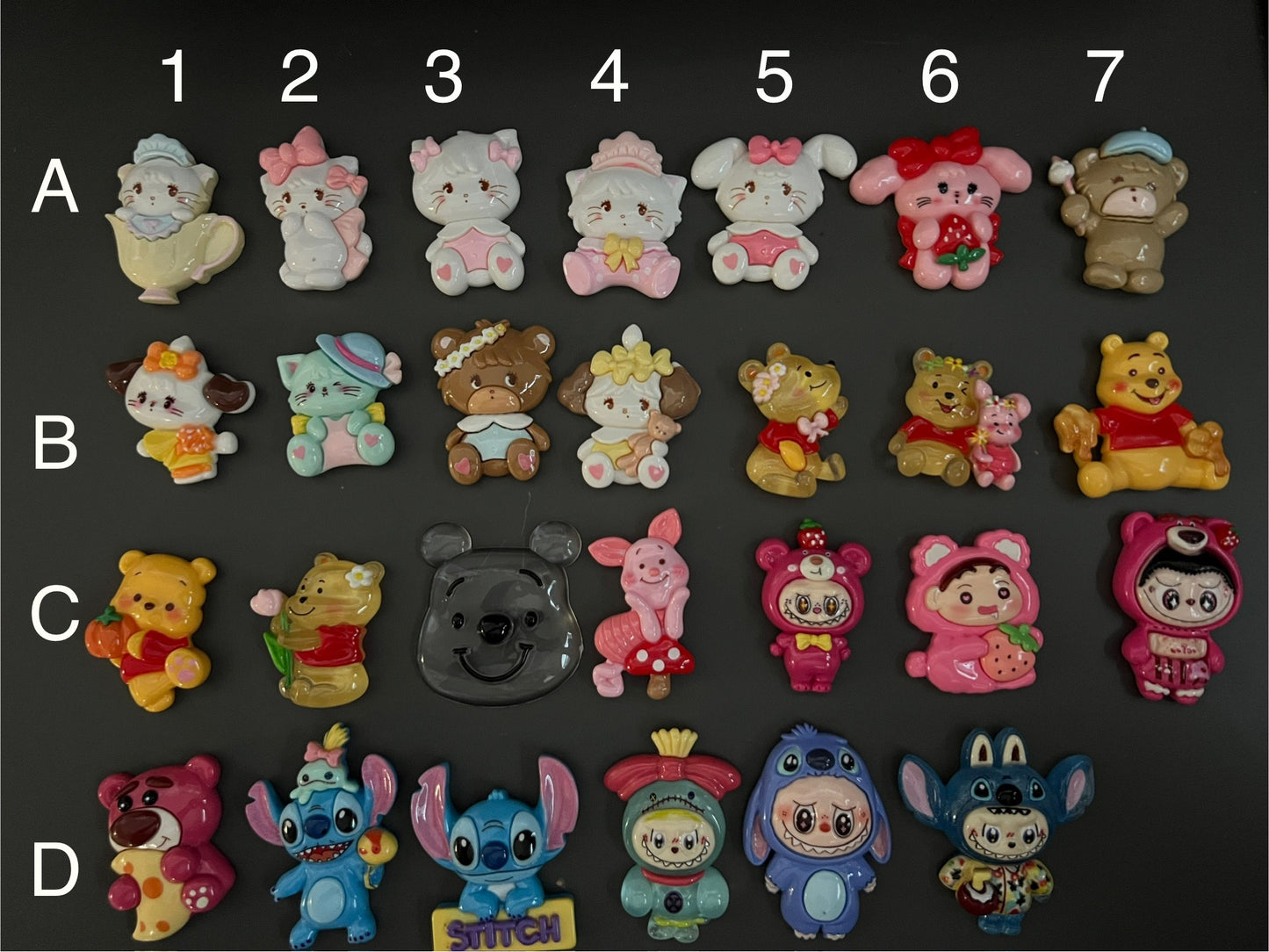 Mikko, Winnie, Lotso, Stitch Charms for Decoden