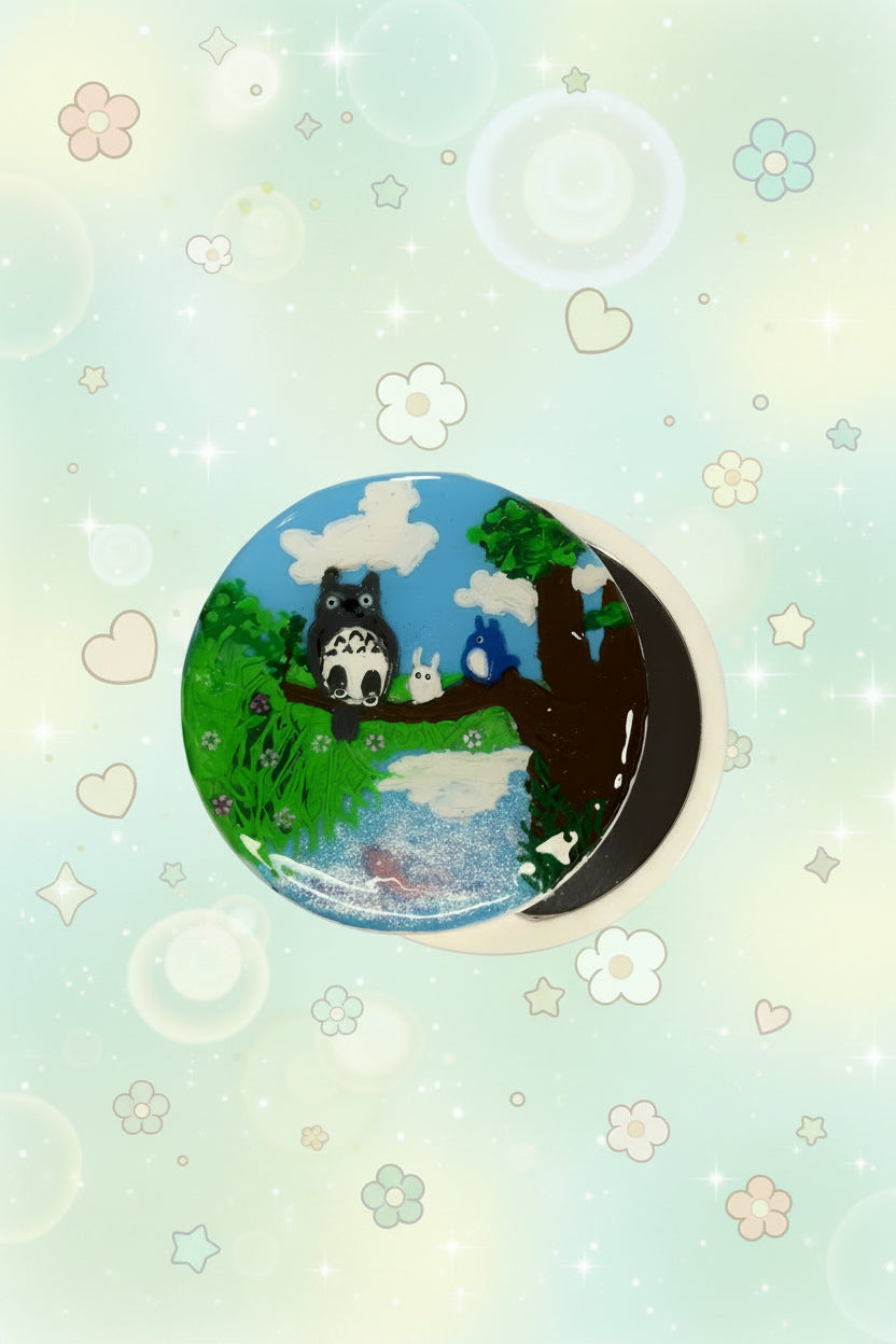 Totoro Forest Resin Compact Mirror 🌿✨ (One of a Kind)