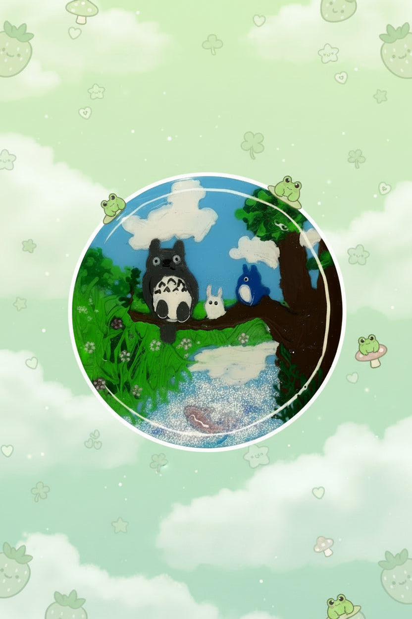 Totoro Forest Resin Compact Mirror 🌿✨ (One of a Kind)
